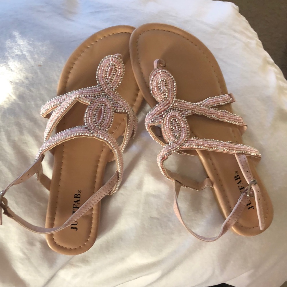 Pink & gold beaded sandal